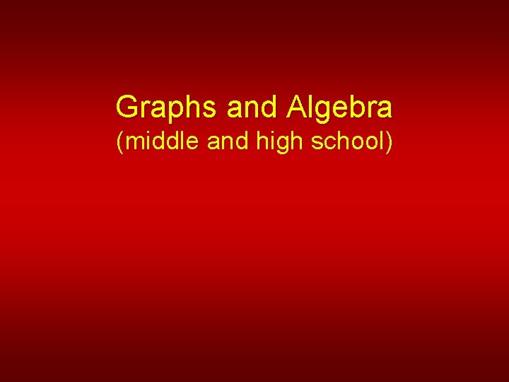 Graphs and Algebra (middle and high school) 