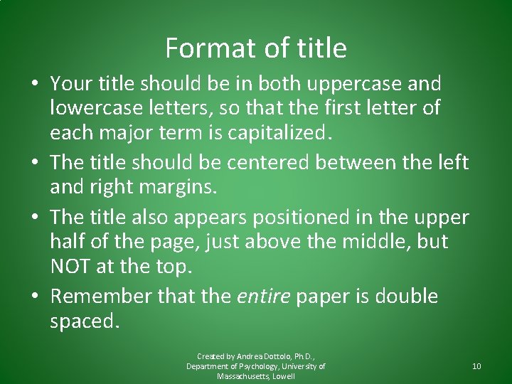 Format of title • Your title should be in both uppercase and lowercase letters, Format of title • Your title should be in both uppercase and lowercase letters,