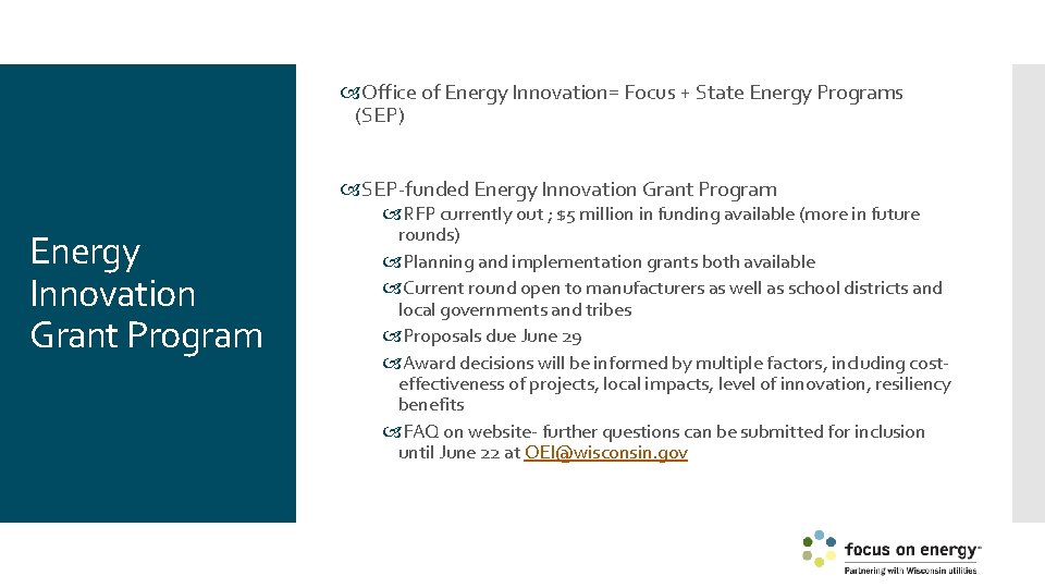  Office of Energy Innovation= Focus + State Energy Programs (SEP) SEP-funded Energy Innovation