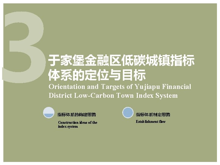 3 于家堡金融区低碳城镇指标 体系的定位与目标 Orientation and Targets of Yujiapu Financial District Low-Carbon Town Index System