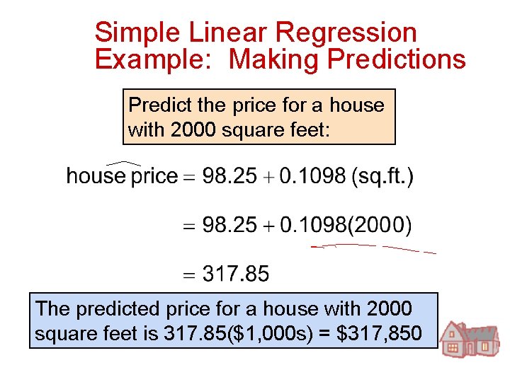 Simple Linear Regression Example: Making Predictions Predict the price for a house with 2000