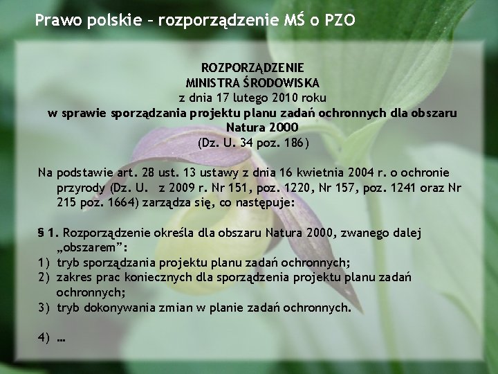 Prawo polskie – rozporządzenie MŚ o PZO ROZPORZĄDZENIE MINISTRA ŚRODOWISKA z dnia 17 lutego