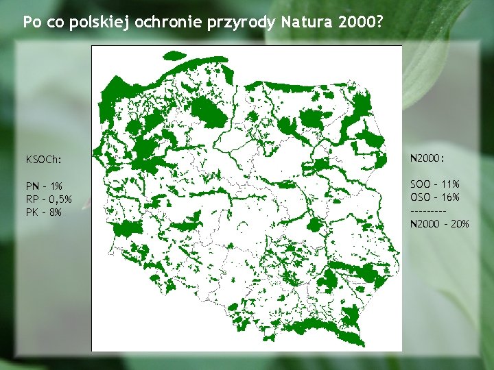 Po co polskiej ochronie przyrody Natura 2000? KSOCh: N 2000: PN – 1% RP