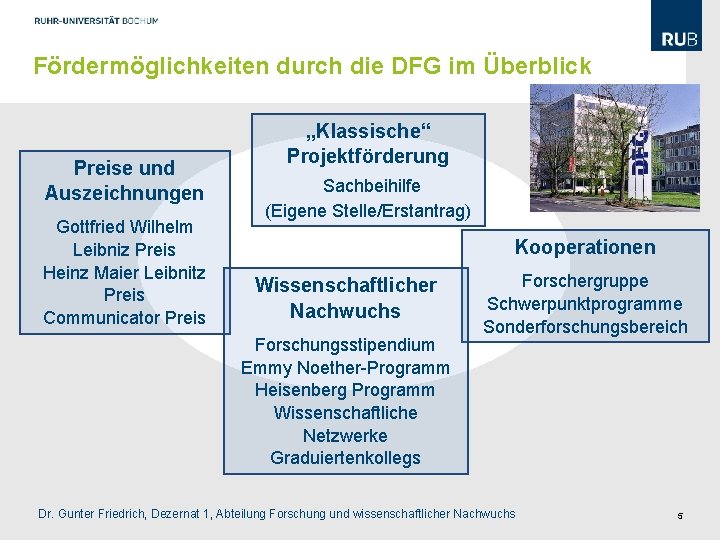 Fördermöglichkeiten durch die DFG im Überblick Preise und Auszeichnungen Gottfried Wilhelm Leibniz Preis Heinz