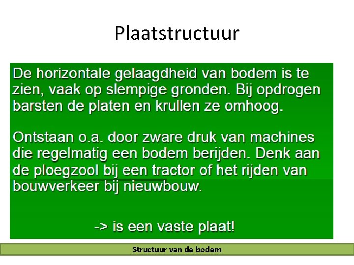 Plaatstructuur Structuur van de bodem 