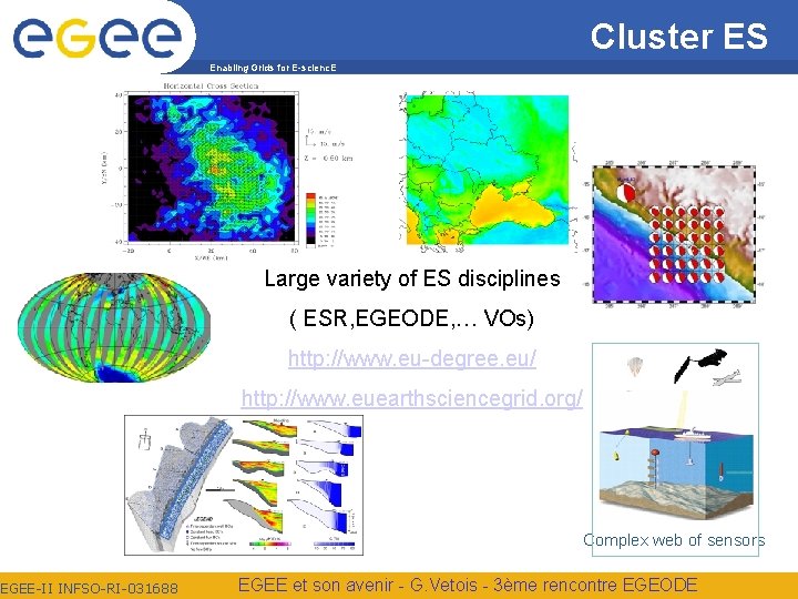 EGEE-II INFSO-RI-031688 Cluster ES Enabling Grids for E-scienc. E Large variety of ES disciplines