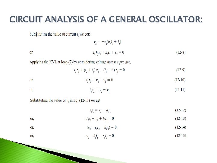 CIRCUIT ANALYSIS OF A GENERAL OSCILLATOR: 