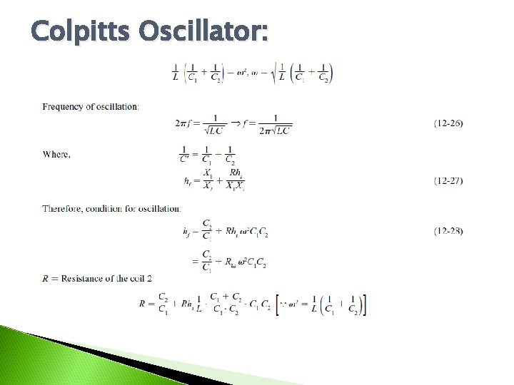 Colpitts Oscillator: 