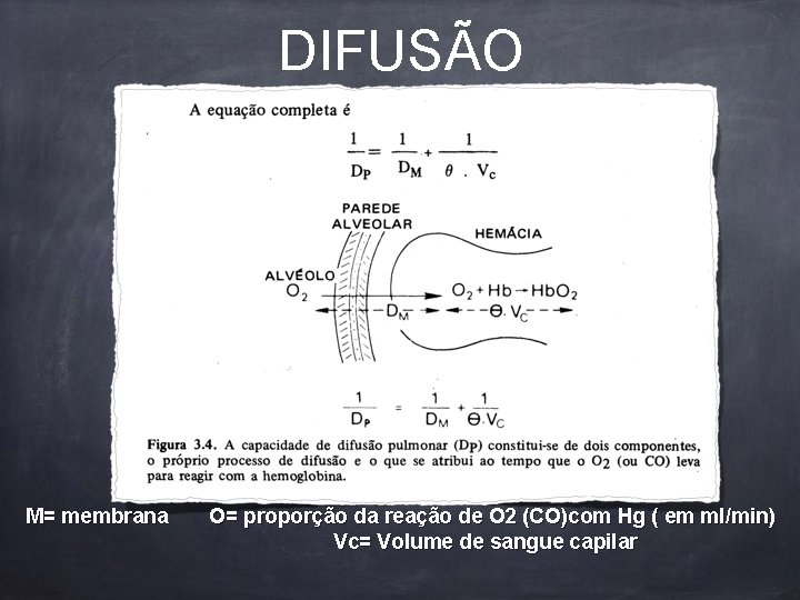 DIFUSÃO M= membrana O= proporção da reação de O 2 (CO)com Hg ( em