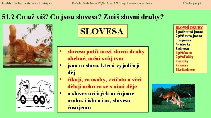 Elektronická učebnice - I. stupeň Základní škola Děčín VI, Na Stráni 879/2 – příspěvková