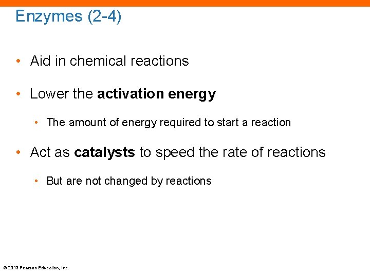 Enzymes (2 -4) • Aid in chemical reactions • Lower the activation energy •