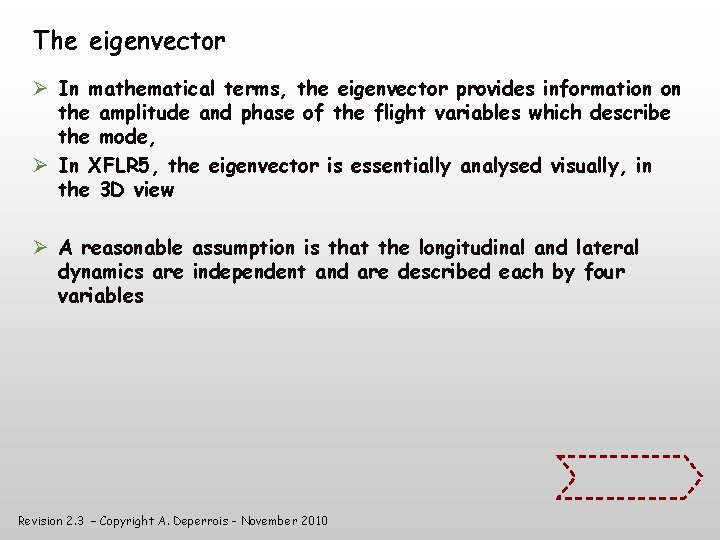 The eigenvector In mathematical terms, the eigenvector provides information on the amplitude and phase