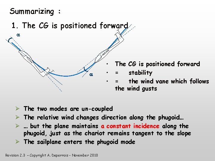 Summarizing : 1. The CG is positioned forward • • • The CG is
