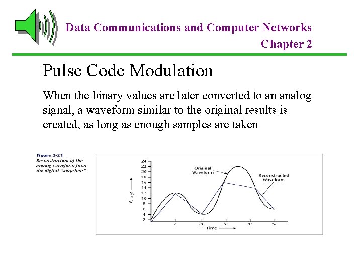 Data Communications and Computer Networks Chapter 2 Pulse Code Modulation When the binary values