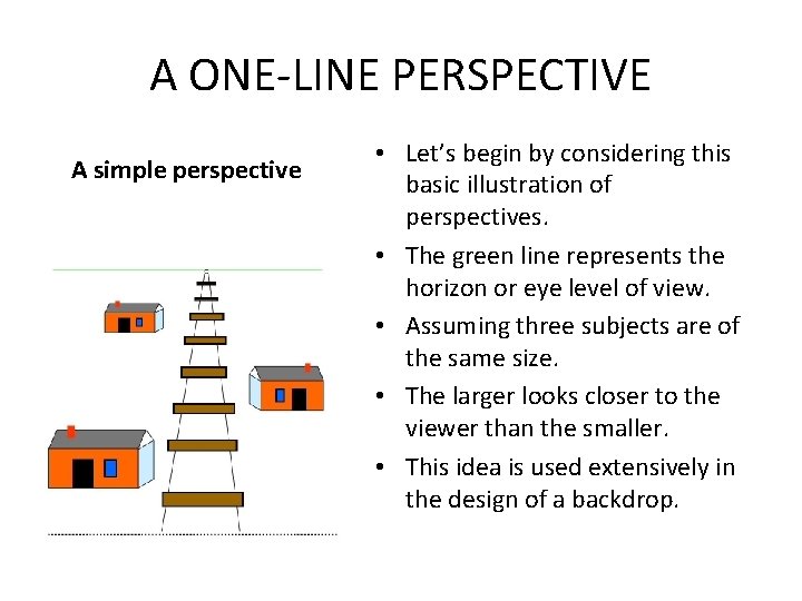 A ONE-LINE PERSPECTIVE A simple perspective • Let’s begin by considering this basic illustration