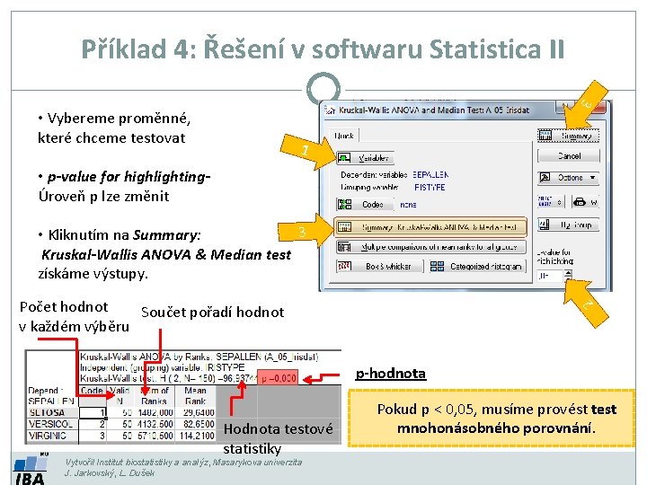 Příklad 4: Řešení v softwaru Statistica II 3 • Vybereme proměnné, které chceme testovat