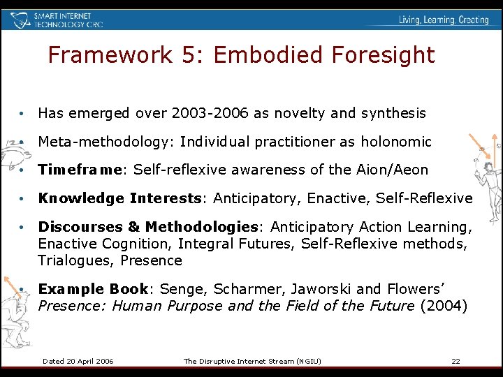 Framework 5: Embodied Foresight • Has emerged over 2003 -2006 as novelty and synthesis