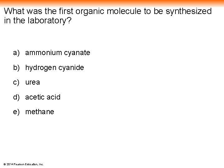 What was the first organic molecule to be synthesized in the laboratory? a) ammonium