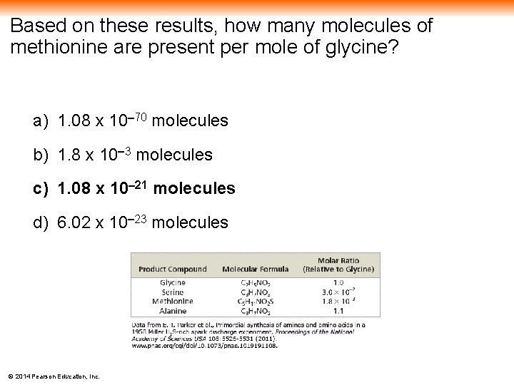 Based on these results, how many molecules of methionine are present per mole of