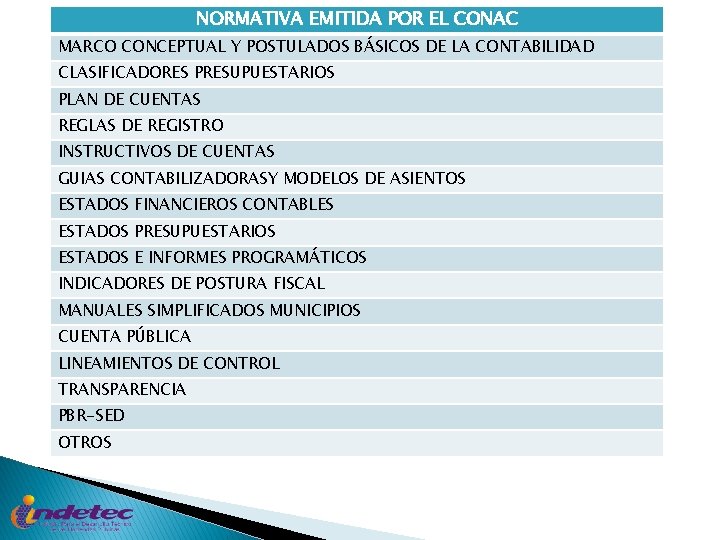 NORMATIVA EMITIDA POR EL CONAC MARCO CONCEPTUAL Y POSTULADOS BÁSICOS DE LA CONTABILIDAD CLASIFICADORES