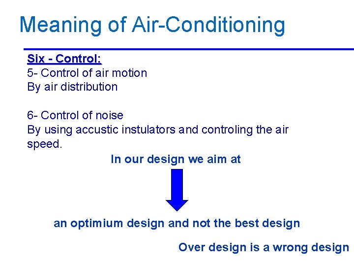 Meaning of Air-Conditioning Six - Control: 5 - Control of air motion By air