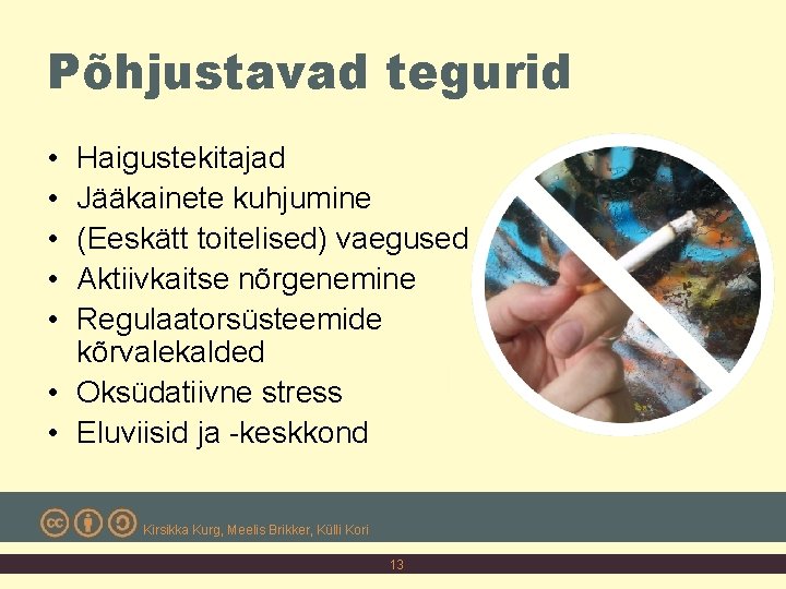 Põhjustavad tegurid • • • Haigustekitajad Jääkainete kuhjumine (Eeskätt toitelised) vaegused Aktiivkaitse nõrgenemine Regulaatorsüsteemide