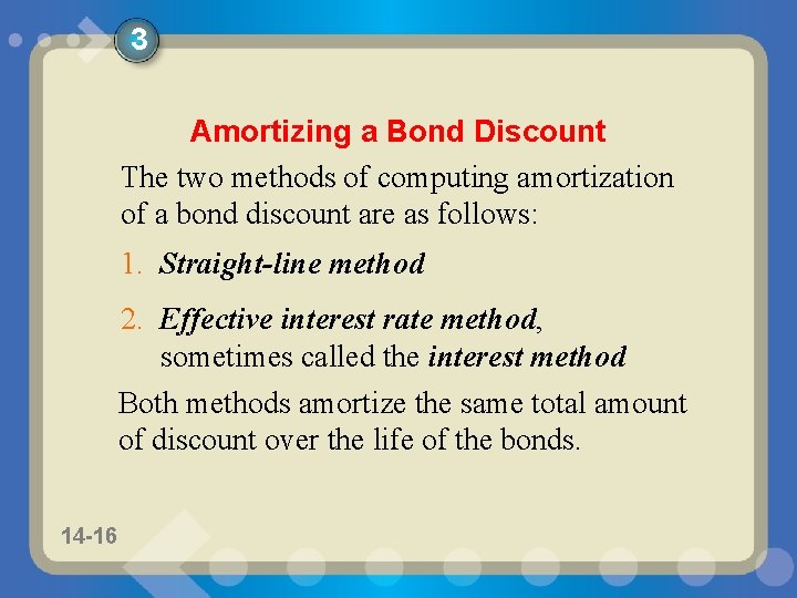 3 Amortizing a Bond Discount The two methods of computing amortization of a bond