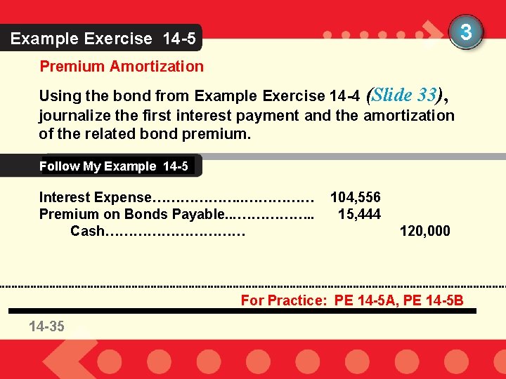 3 Example Exercise 14 -5 Premium Amortization Using the bond from Example Exercise 14