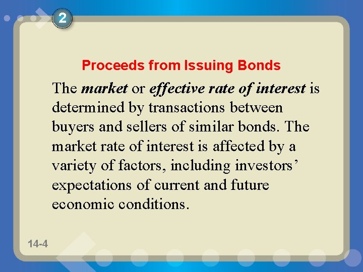 2 Proceeds from Issuing Bonds The market or effective rate of interest is determined