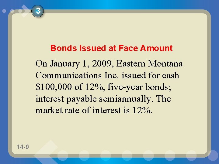 3 Bonds Issued at Face Amount On January 1, 2009, Eastern Montana Communications Inc.