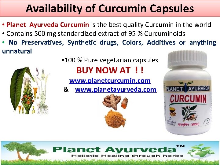 Availability of Curcumin Capsules • Planet Ayurveda Curcumin is the best quality Curcumin in