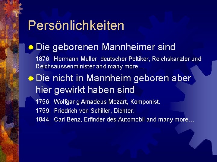 Persönlichkeiten ® Die geborenen Mannheimer sind 1876: Hermann Müller, deutscher Poltiker, Reichskanzler und Reichsaussenminister