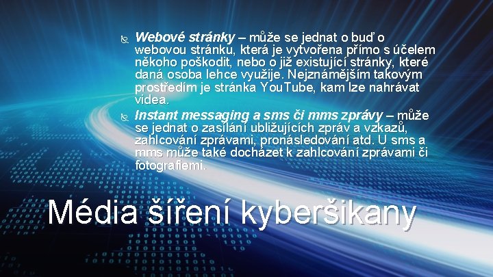  Webové stránky – může se jednat o buď o webovou stránku, která je