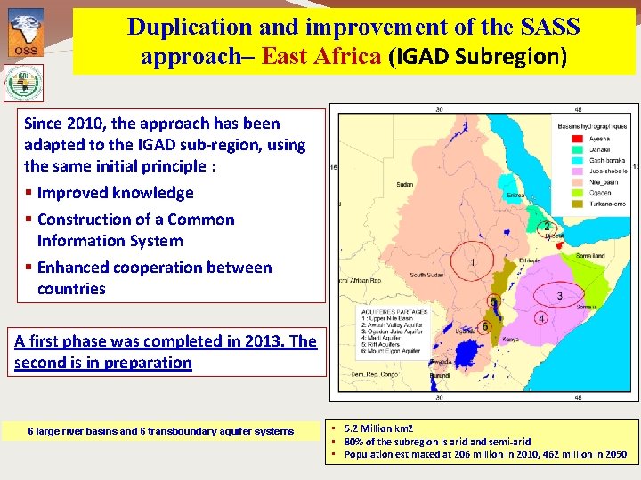 Duplication and improvement of the SASS approach– East Africa (IGAD Subregion) Since 2010, the