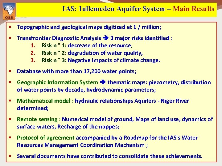 IAS: Iullemeden Aquifer System – Main Results § Topographic and geological maps digitized at