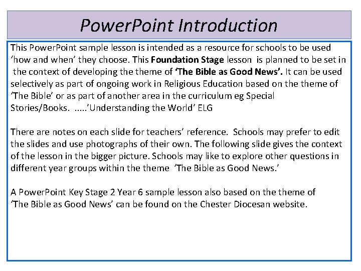 Power. Point Introduction This Power. Point sample lesson is intended as a resource for