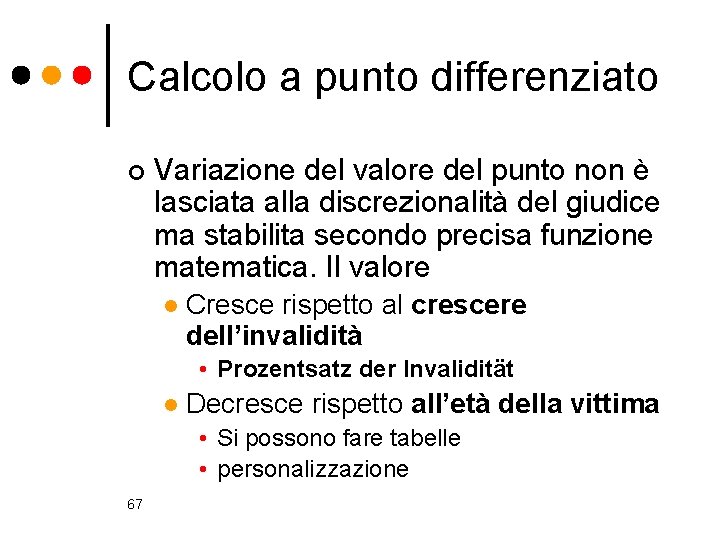 Calcolo a punto differenziato ¢ Variazione del valore del punto non è lasciata alla