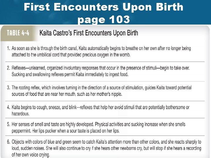 First Encounters Upon Birth page 103 Feldman / Child Development, 5 th Edition Copyright