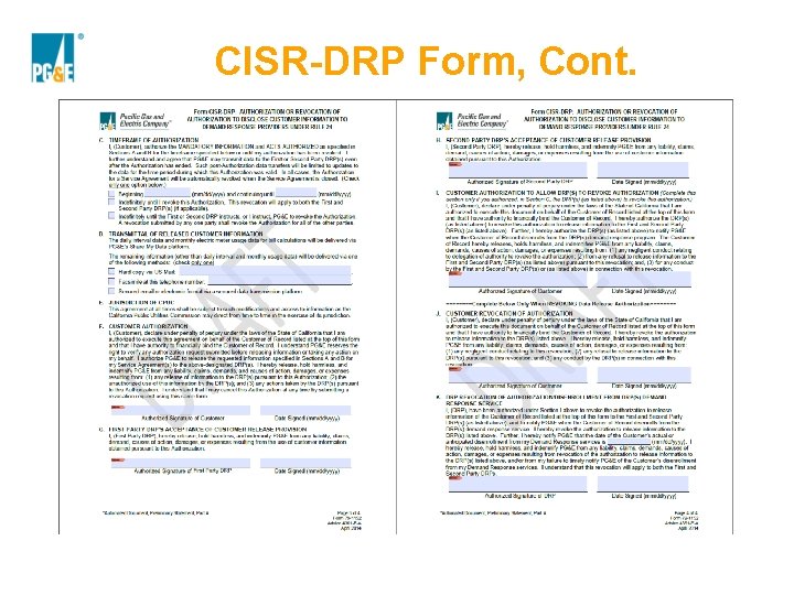 CISR-DRP Form, Cont. 