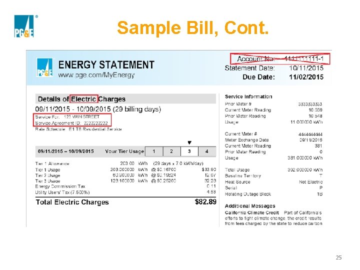 Sample Bill, Cont. 25 