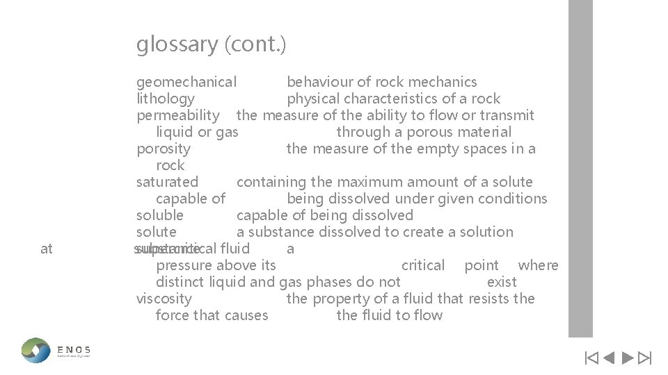 glossary (cont. ) at geomechanical behaviour of rock mechanics lithology physical characteristics of a