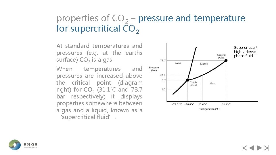 properties of CO 2 – pressure and temperature for supercritical CO 2 At standard