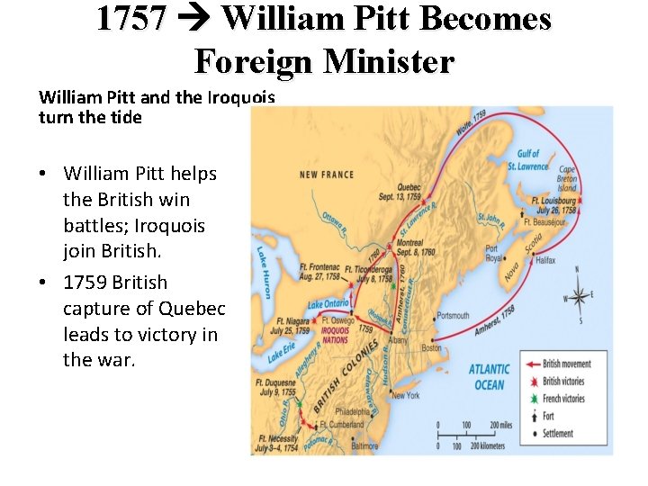 1757 William Pitt Becomes Foreign Minister William Pitt and the Iroquois turn the tide