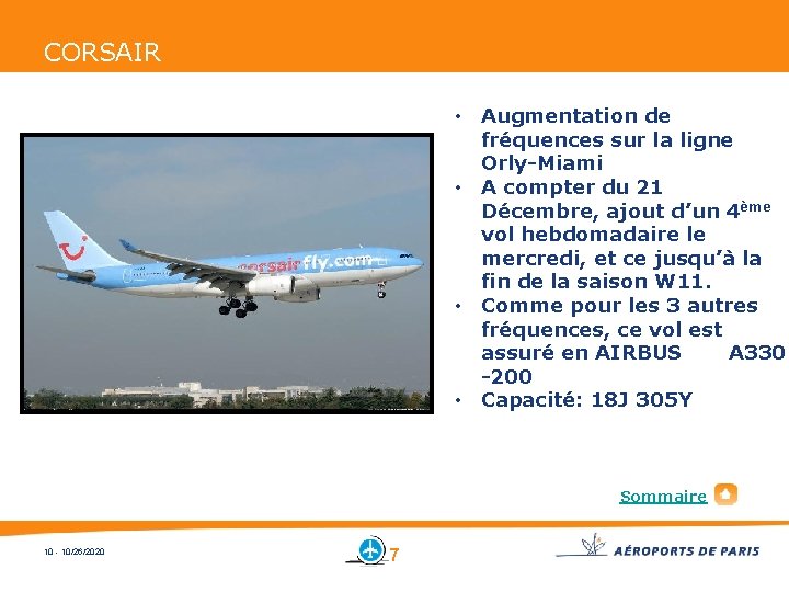 CORSAIR • Augmentation de fréquences sur la ligne Orly-Miami • A compter du 21