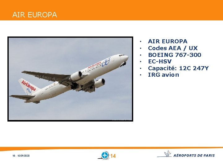 AIR EUROPA • • • 18 - 10/26/2020 14 AIR EUROPA Codes AEA /