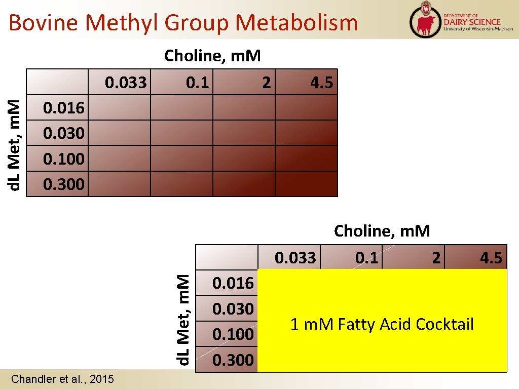 Bovine Methyl Group Metabolism d. L Met, m. M Choline, m. M 0. 033