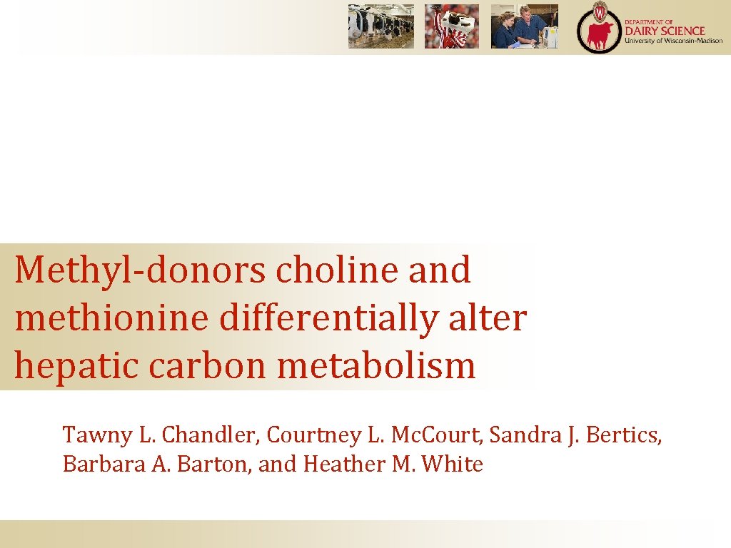 Methyl-donors choline and methionine differentially alter hepatic carbon metabolism Tawny L. Chandler, Courtney L.