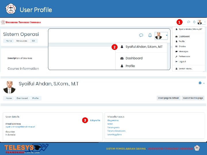 User Profile 1 2 3 SISTEM PEMBELAJARAN DARING - UNIVERSITAS TEKNOKRAT INDONESIA 