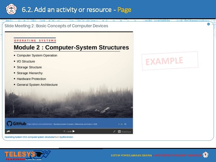 6. 2. Add an activity or resource - Page EXAMPLE SISTEM PEMBELAJARAN DARING -