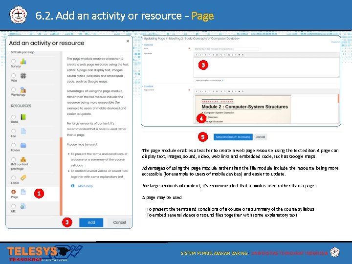 6. 2. Add an activity or resource - Page 3 4 5 The page